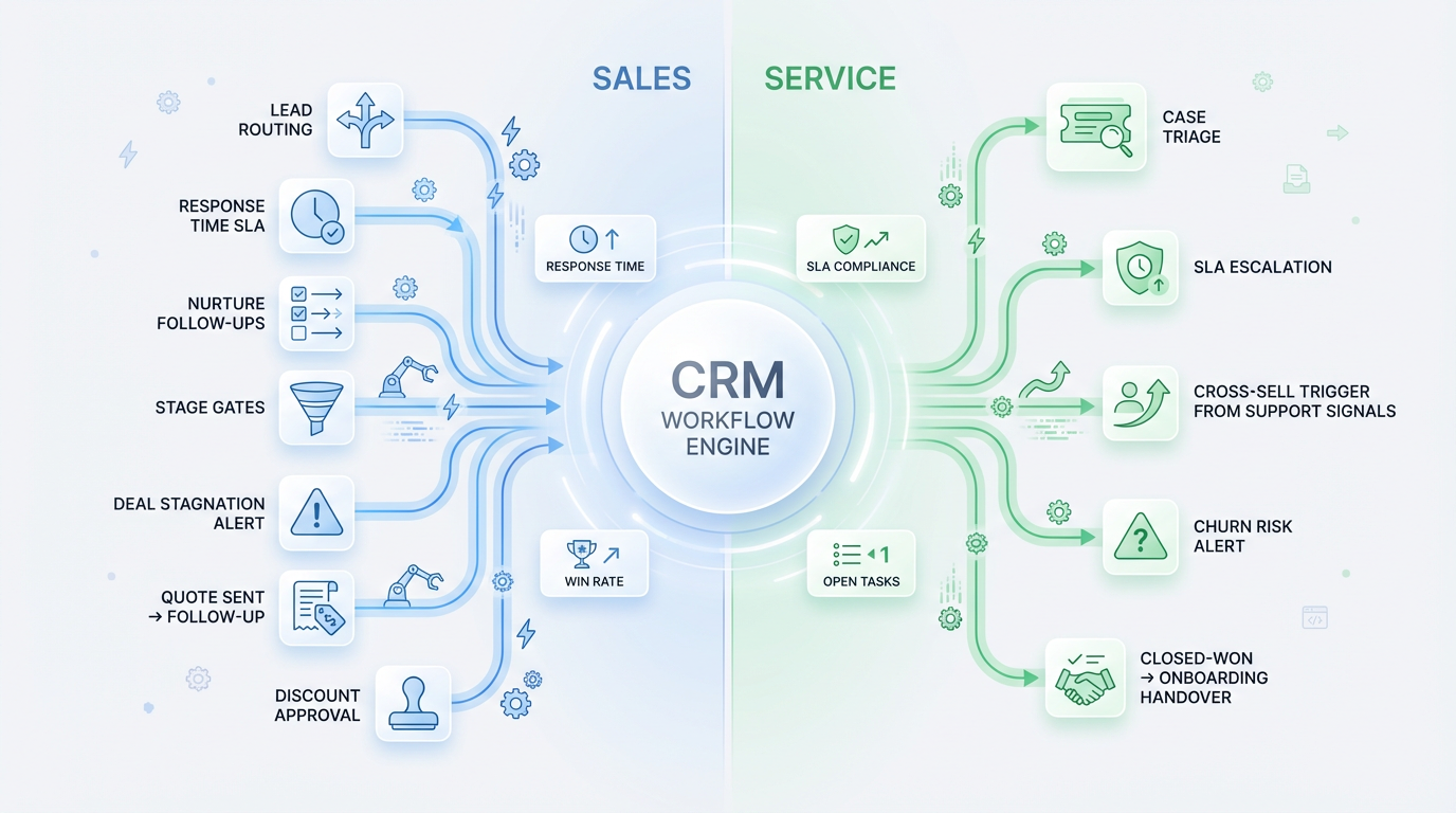 CRM workflows for sales & service: 12 automations that really help