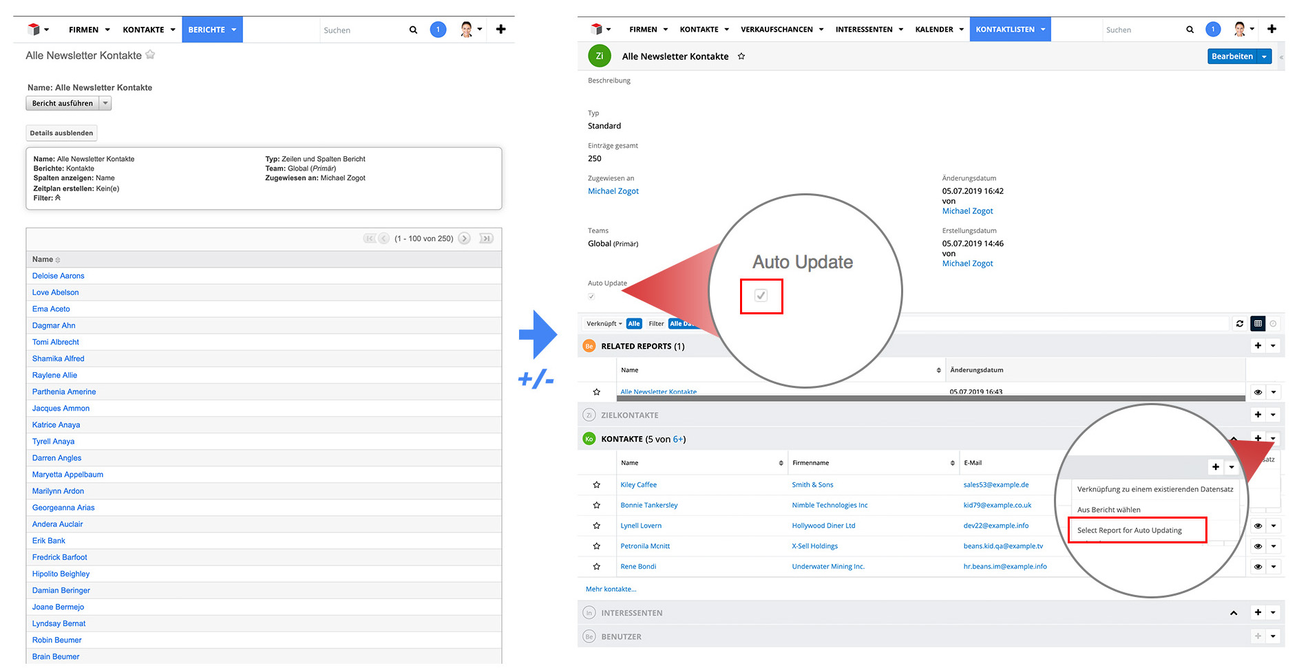MyCRM Enhancements für Sugar Report2Targetlists